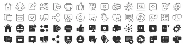 Social Media Line Excellent Icons Collection Two Different Styles Thin — Stock Photo, Image