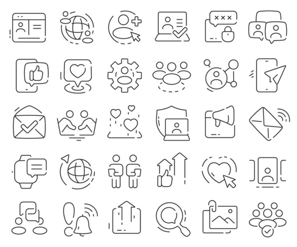 Sammlung Von Symbolen Sozialen Netzwerken Thin Outline Icons Pack Vektorillustration — Stockfoto