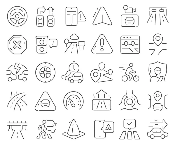 Traffic Line Icons Collection Thin Outline Icons Pack Vector Illustration — Stock Photo, Image