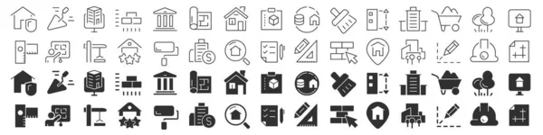 Construction Building Line Excellent Icons Collection Two Different Styles Thin — Stock Photo, Image