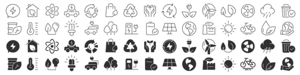 Eco Environment Line Excellent Icons Collection Two Different Styles Thin — Stock Photo, Image