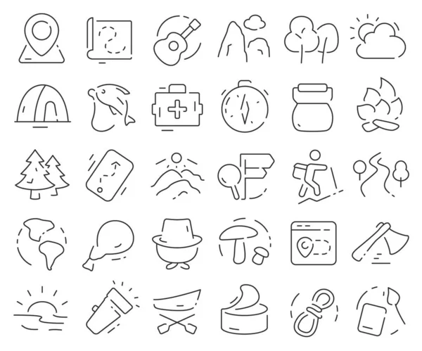 Hiking line icons collection. Thin outline icons pack. Vector illustration eps10