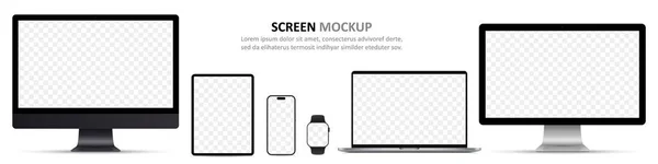Realistic devices with blank screen template. Gadget electronics with blank screen
