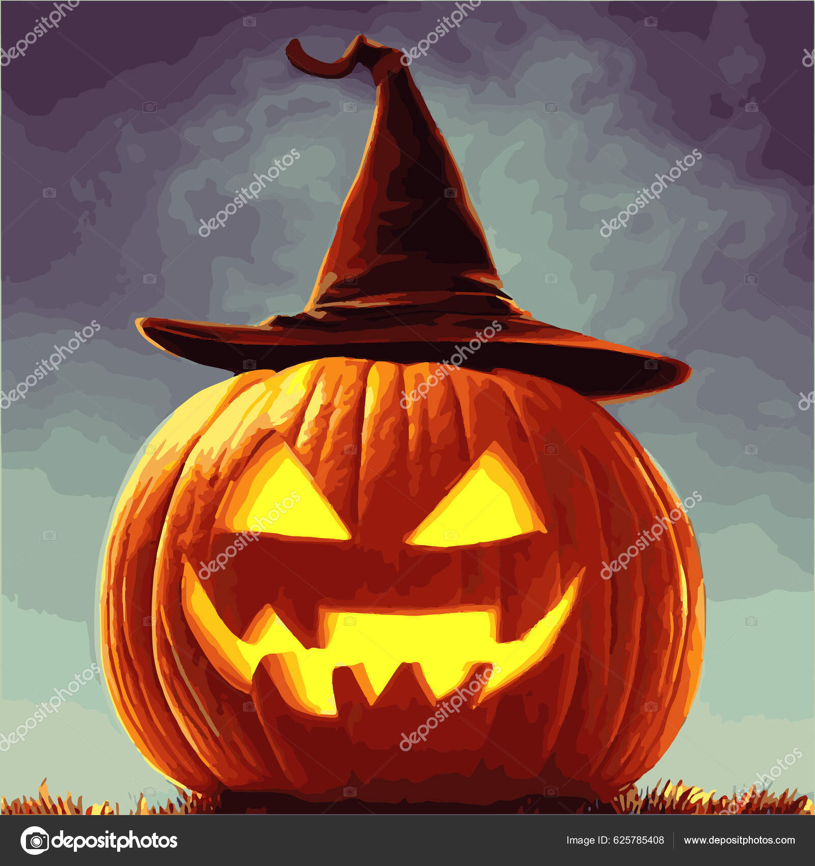 Läskig Vektor Illustration Pumpor Fantasi Stil Halloween Stiliserad Skräck  Pumpa vektor av ©levchishinae 625785408