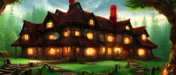 Woodland house detailed Victorian dreamcore unique fantasy cute