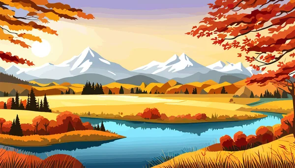 Nature and landscape. Autumn. Rural landscape. Vector design illustration for web design development, natural landscape graphics. vertical format