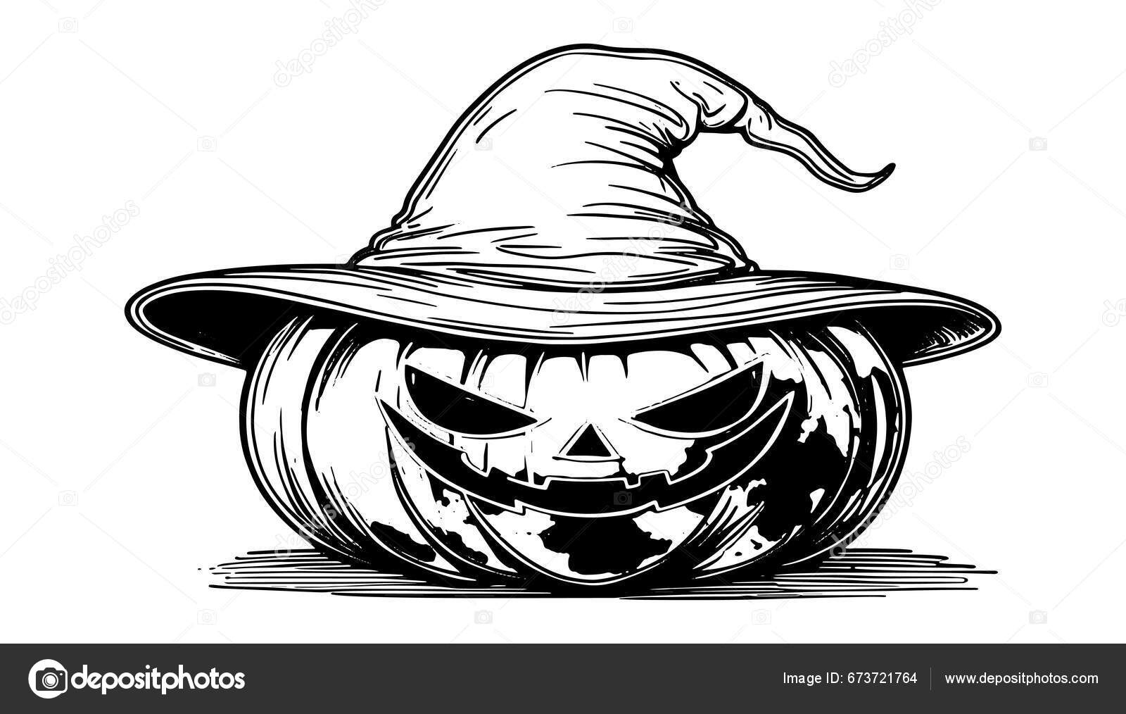 Ilustração de abóbora de halloween de cara assustadora