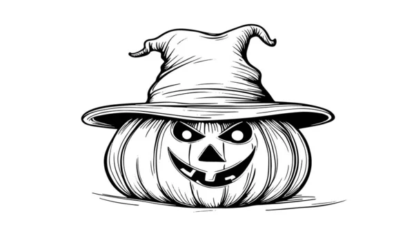 Desenhe Abóbora Cara Com Gorro Halloween Abóbora Desenho Assustador Jack  imagem vetorial de levchishinae© 668470924