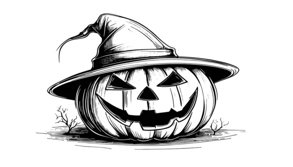 Desenhe Abóbora Cara Com Gorro Halloween Abóbora Desenho Assustador Jack  imagem vetorial de levchishinae© 668470736