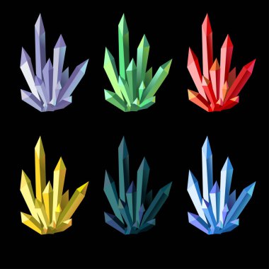 Set of crystals in vector. High quality gemstones