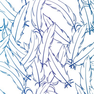 Vektörde kusursuz çizgi film tüyü deseni. Tekstil, ambalaj kağıdı, duvar kağıdı, ürünler, kutu