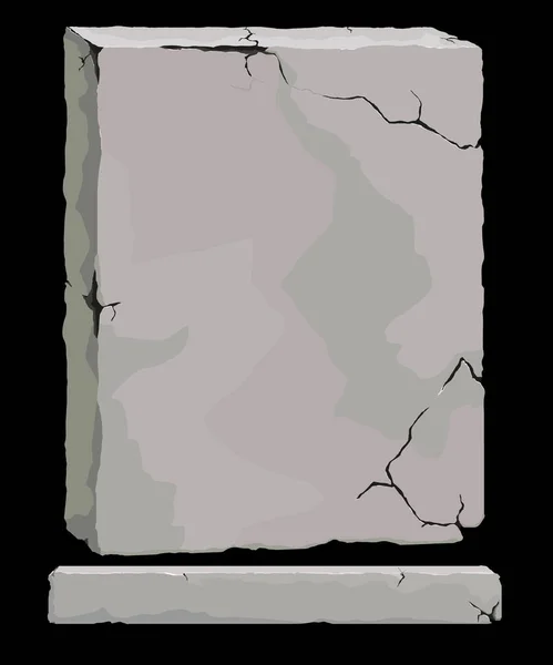 Simple Stone Tabletka Rock Banner Pękniętych Elementów Stylu Kreskówki Wektor — Wektor stockowy