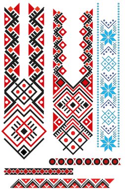 Geleneksel Ukrayna süsü. Vektörde basit dikiş çapraz