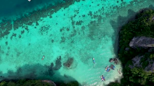 Vista Aérea Paisagem Natureza Vídeo Oceano Azul Cristal Água Ilha — Vídeo de Stock