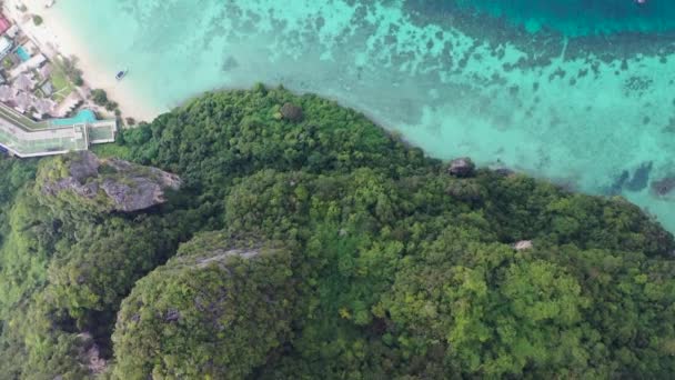Luft Tropischen Meer Strand Natur Ozean Blau Kristall Wasser Insel — Stockvideo