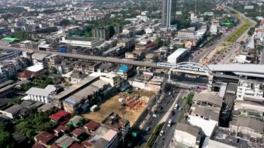 Aerial view of MRT Railway in Bang Khun Si, Bangkok.
