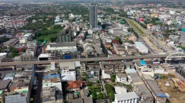 Aerial view of MRT Railway in Bang Khun Si, Bangkok.