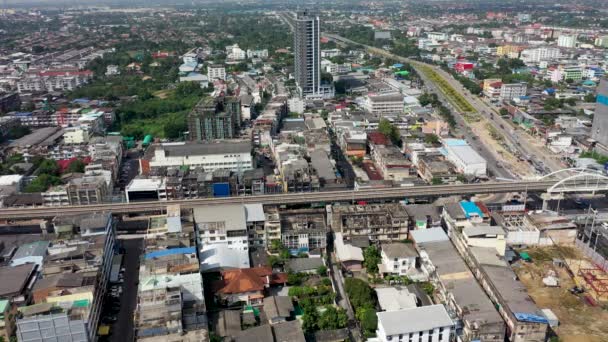 Aerial View Mrt Railway Bang Khun Bangkok — Vídeos de Stock