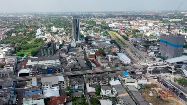 Aerial View Mrt Railway Bang Khun Bangkok — Stockvideo