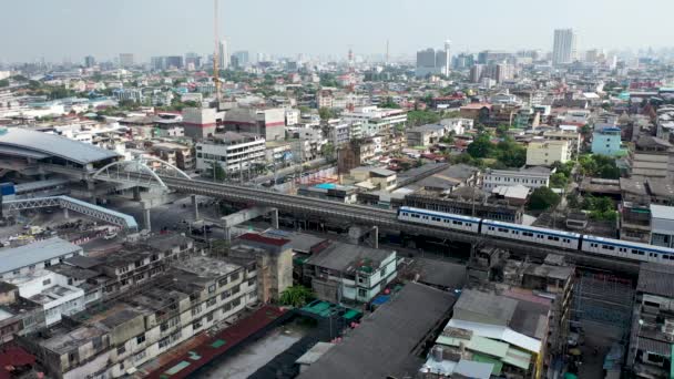 Aerial View Mrt Railway Bang Khun Bangkok — Stockvideo