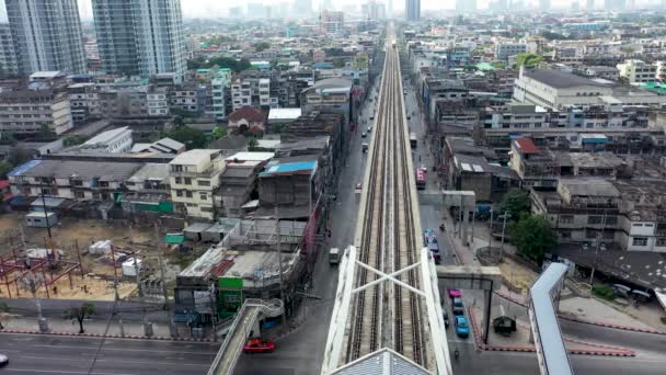 Aerial View Railway Mrt Bang Khun Bangkok — Stockvideo