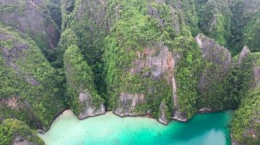 Top down the iconic limestone cliffs on Phi Phi Island, Thailand.