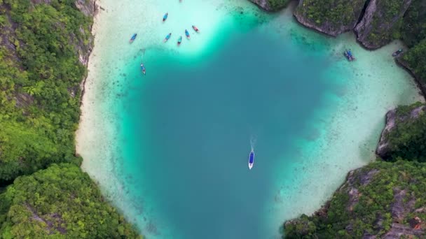 Aerial Drone Photo Iconic Tropical Turquoise Water Pileh Lagoon Surrounded — 图库视频影像
