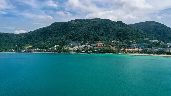 Vista Aérea Hotéis Apartamentos Beira Mar Praia Patong Ilha Phuket — Fotografia de Stock