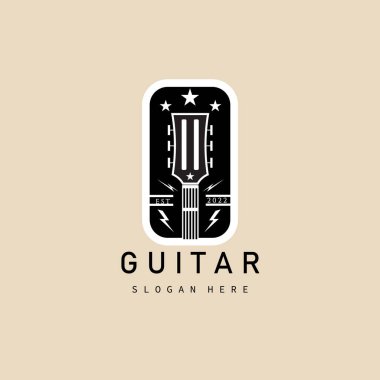 gitar vintage logo, simge ve sembol, amblem vektör çizim tasarımı
