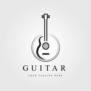 guitar line art logo, icon and symbol, vector illustration design
