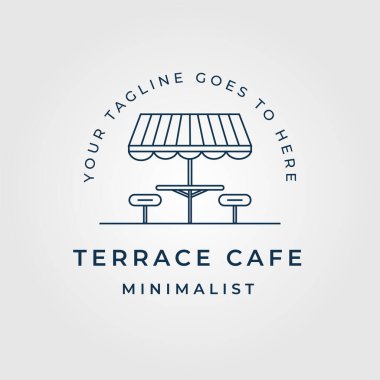 terrace cafe lineer logosu, simge ve sembol, vektör illüstrasyon tasarımı