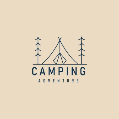camping line art logo, icon and symbol, vector illustration design