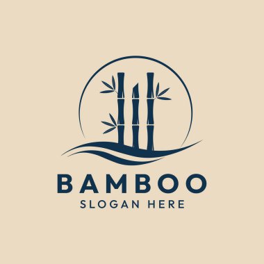 Bambu doğası klasik minimalist logo vektör çizimi tasarımı