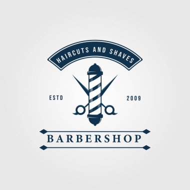 bershop vintage logo simgesi ve sembol vektör illüstrasyon tasarımı