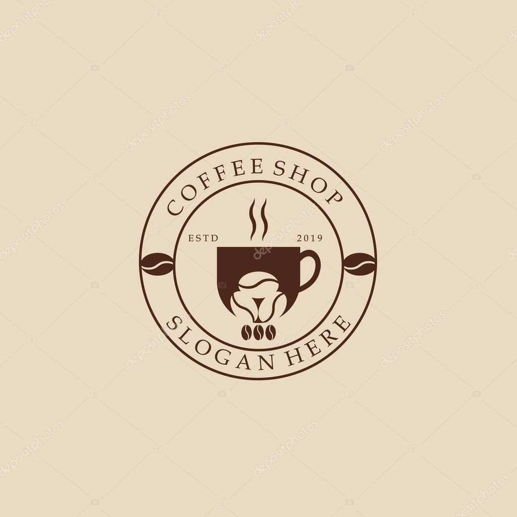 Coffee vintage logo, icon and symbol, with emblem vector illustration design