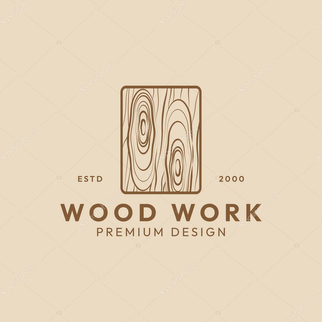 Wood work logo carpenter simple minimalist vector illustration design