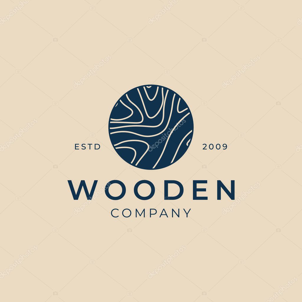 Wood circle vintage logo simple vector illustration design
