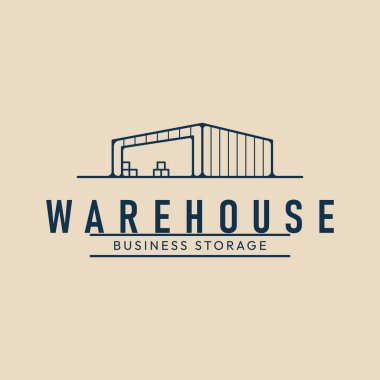 warehouse storage line art logo vector illustration design minimalist clipart