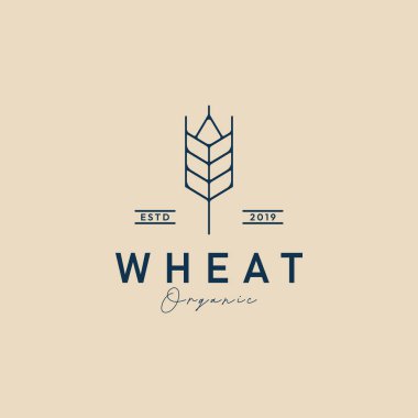 wheat line art logo icon minimalist vector illustration design