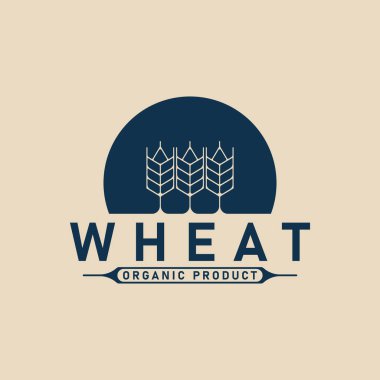 Buğday organik ürün logo ikonu tasarımı minimalist, vektör illüstrasyon tasarımı