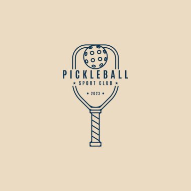 pickle ball logo line art graphic template idea vector minimalist illustration design clipart