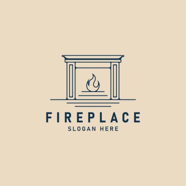 şömine hattı sanat logosu simgesi minimalist, vektör illüstrasyon tasarımı