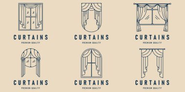 Perde logo hattı sanat minimalist vektör çizim şablonunu ayarla