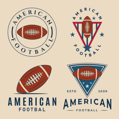 Amerikan futbol logosu amblem topu ikon tasarım şablonu, vektör illüstrasyon tasarımını ayarla