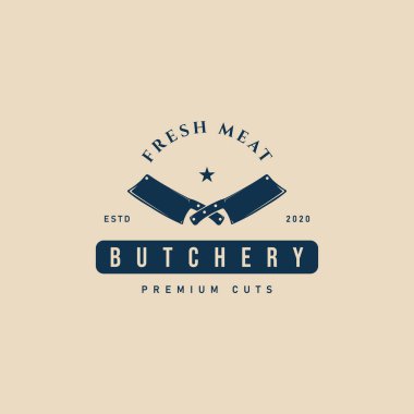 Kasap bıçağı vintage logo vektör çizimi tasarımı