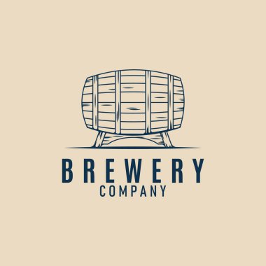 Tahta fıçı çizgisi logo simgesi minimalist vektör illüstrasyon tasarımı grafik şablonu