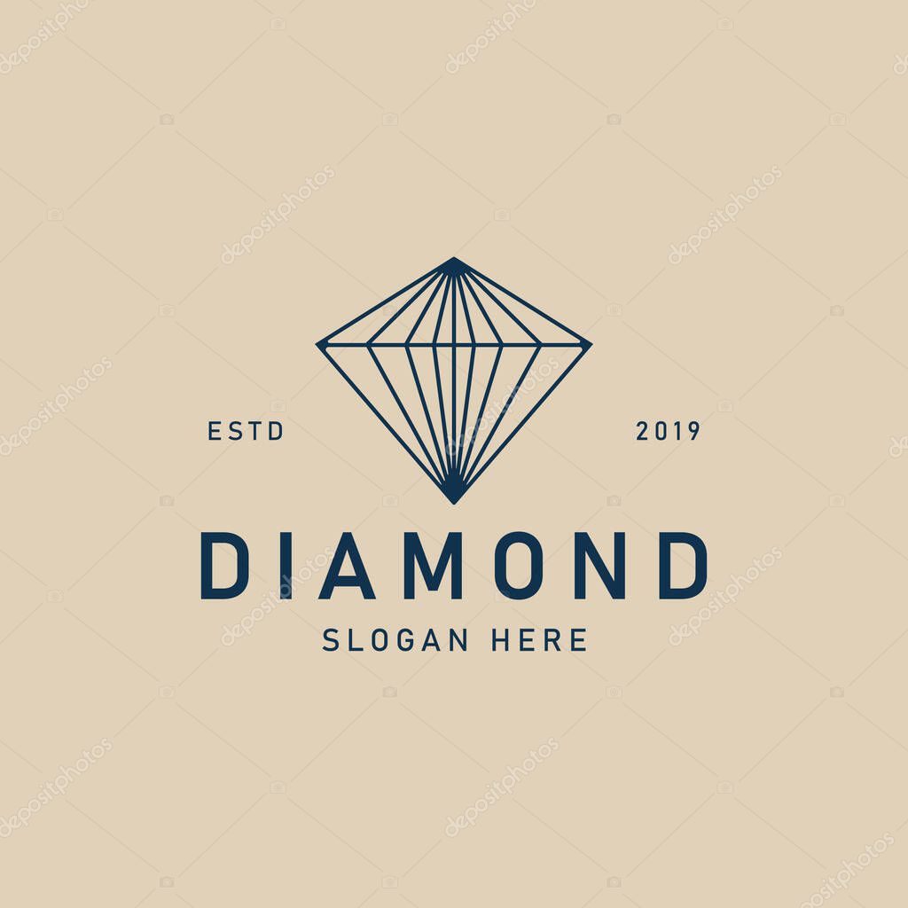 Diamond logo line minimalist icon template vector illustration design