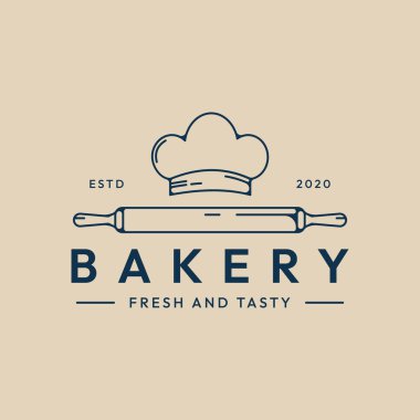 Fırın hattı sanat logosu, ikon mutfak aşçısı çizimi tasarımı 