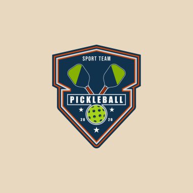Pickleball logo amblemi, spor tasarımı grafik şablon çizimi illüstrasyonu