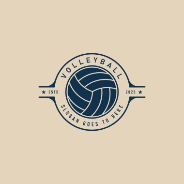 Voleybol logosu minimalist vektör simgesi ve sembolü, amblem vektör illüstrasyon tasarımı